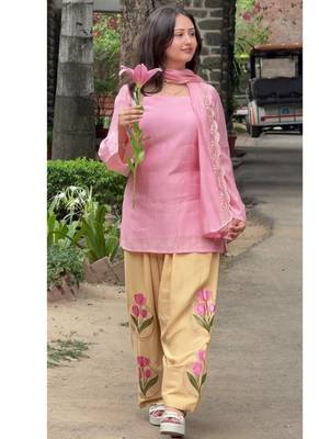 aqua blue print cotton full stitched farshi salwar 2