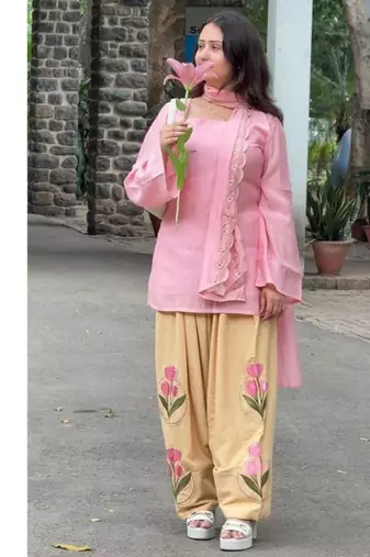 aqua blue print cotton full stitched farshi salwar