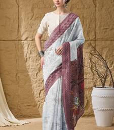 Wine kalamkari cotton silk ethnic saree