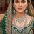Emerald Green Cubic Zirconia Bridal Jewelry Set, Pakistani Indian Wedding Necklace Earrings Maang Tikka