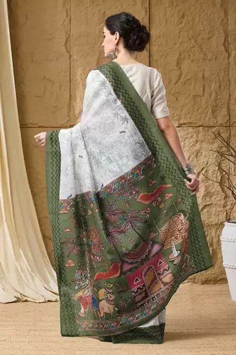 Green kalamkari cotton silk ethnic saree