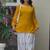 yelllow print cotton full stitched farshi salwar