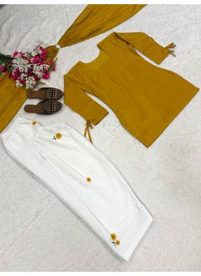 yelllow print cotton full stitched farshi salwar 4
