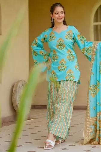 light pink print cotton full stitched farshi salwar