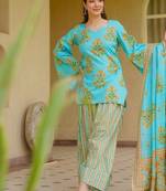 light pink print cotton full stitched farshi salwar