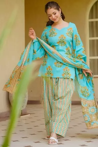 light pink print cotton full stitched farshi salwar