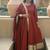 red embroidery silk blend  full stitched anarkali suit 