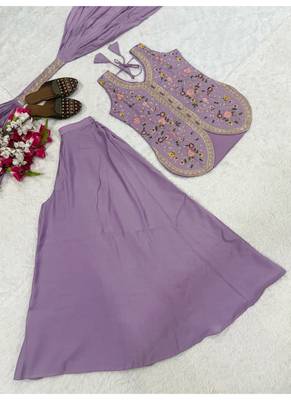 lavender embroidery silk blend   full stitched sharara plazo 4