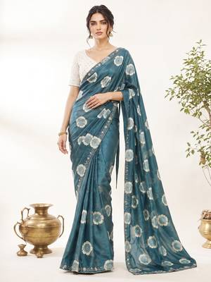 Rama floral chiffon ethnic saree 1