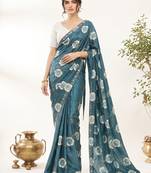 Rama floral chiffon ethnic saree