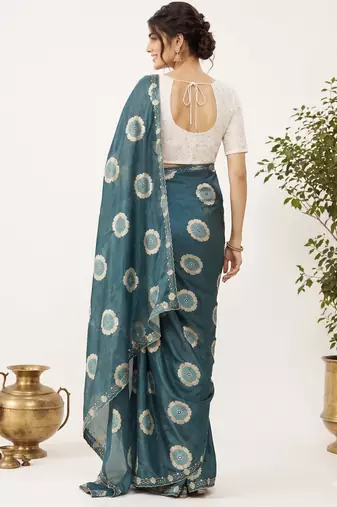Rama floral chiffon ethnic saree