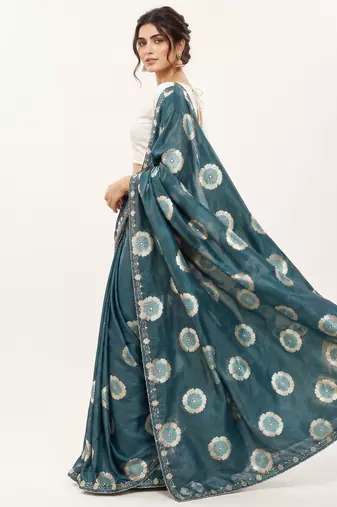 Rama floral chiffon ethnic saree