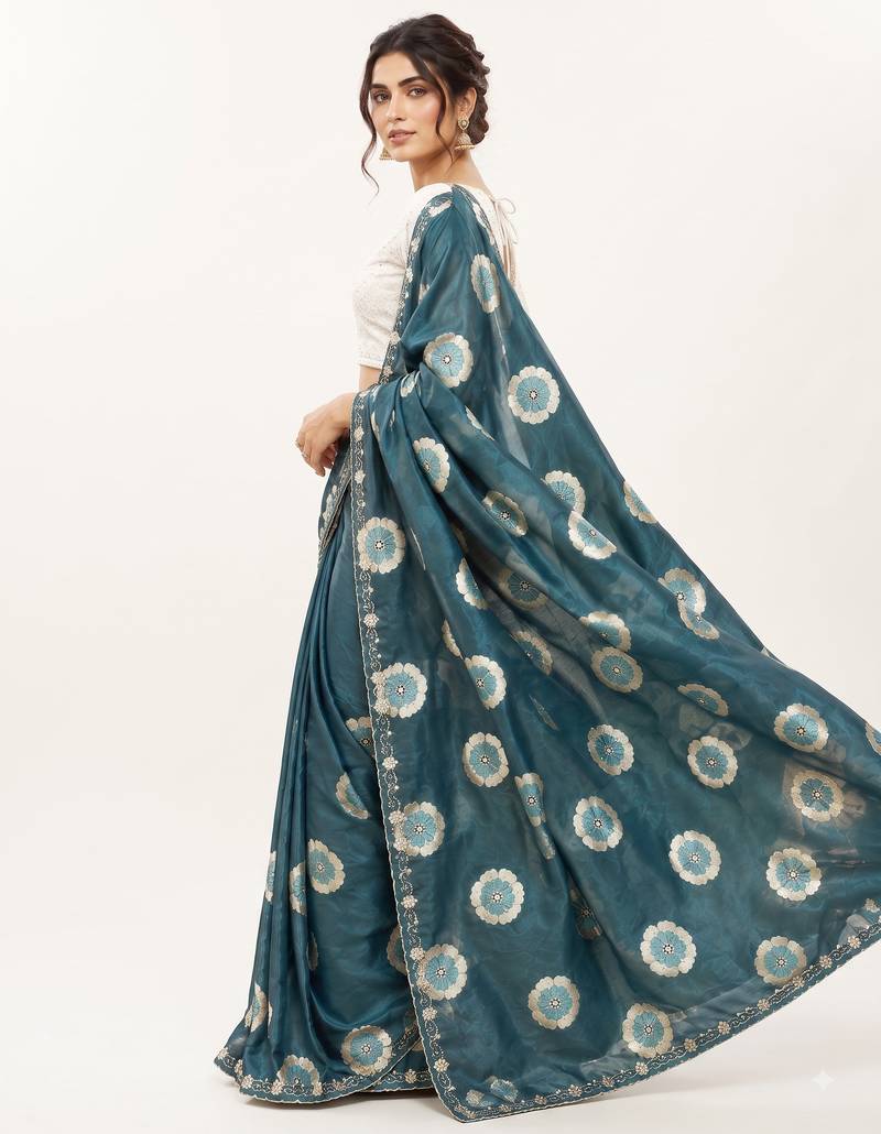 Rama floral chiffon ethnic saree