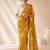 Orange floral chiffon ethnic saree