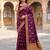 Women's wine soft silk banarasi saree with unstitched blouse