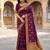 Women's wine soft silk banarasi saree with unstitched blouse