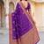 Women's purple soft silk banarasi saree with unstitched blouse