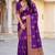 Women's purple soft silk banarasi saree with unstitched blouse