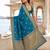 Women's teal blue soft silk banarasi saree with unstitched blouse