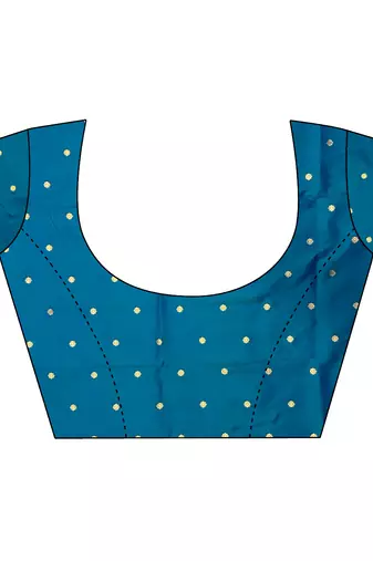 women's teal blue soft silk blend saree with unstitched blouse