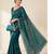 Women's rama silk partywear saree with unstitched blouse