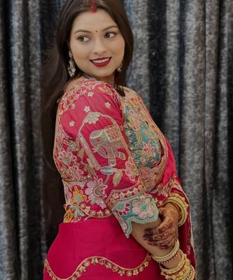 Women's misthi net partywear saree with unstitched blouse 3