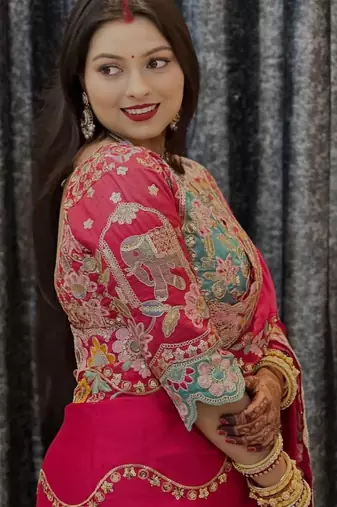 women's misthi net partywear saree with unstitched blouse