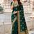 Women's dark green soft silk banarasi saree with unstitched blouse