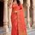 Women's peach soft silk banarasi saree with unstitched blouse