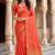 Women's peach soft silk banarasi saree with unstitched blouse