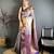 Women's navy blue soft silk leheriya saree with unstitched blouse
