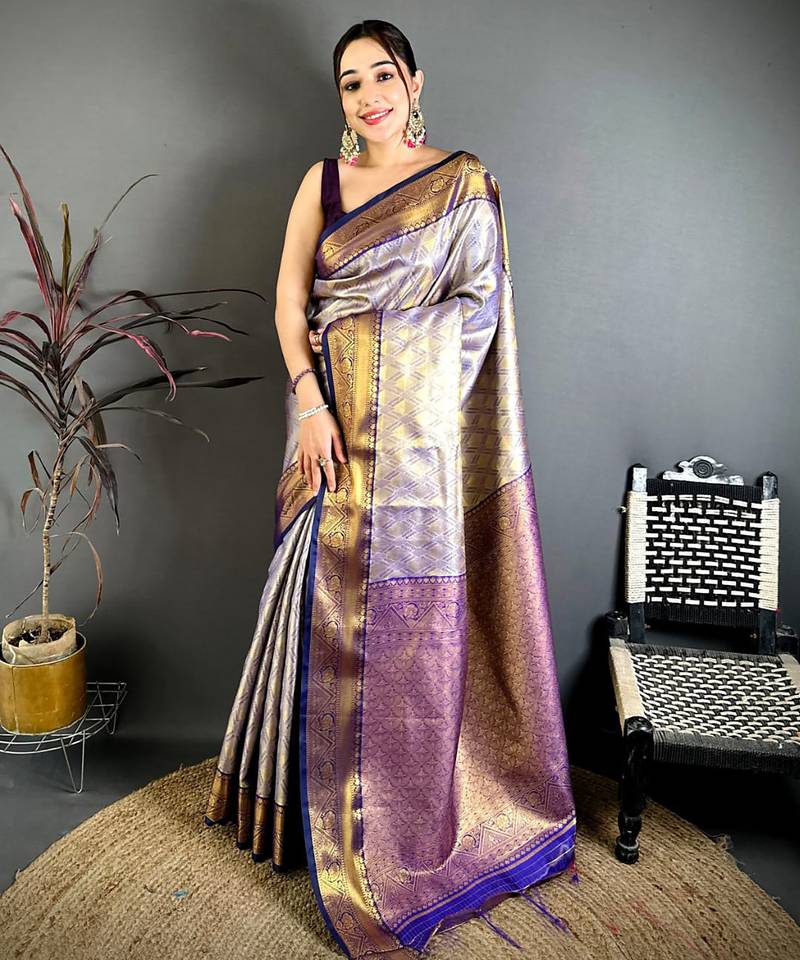 Women's navy blue soft silk leheriya saree with unstitched blouse