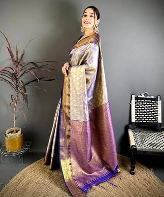 Women's navy blue soft silk leheriya saree with unstitched blouse 2