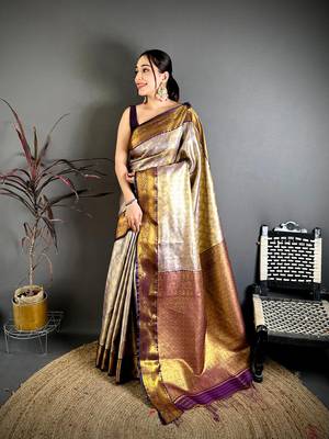 Women's purple soft silk leheriya saree with unstitched blouse 1