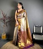 Women's purple soft silk leheriya saree with unstitched blouse