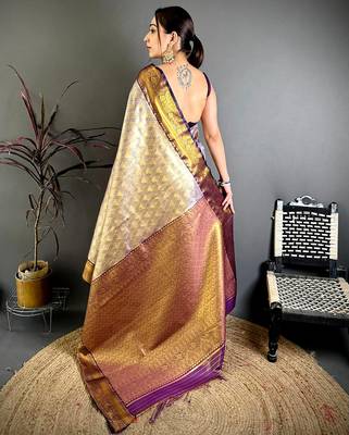 Women's purple soft silk leheriya saree with unstitched blouse 3