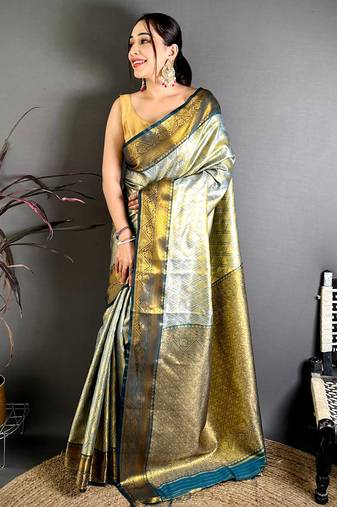 Women's sea green soft silk leheriya saree with unstitched blouse