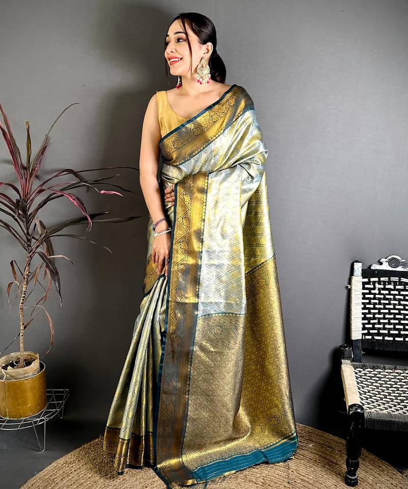 Women's sea green soft silk leheriya saree with unstitched blouse