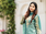 sea green color embroidery sequin cording work and real mirror handwork silk blend kurti palazzo set