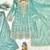 sea green color embroidery sequin cording work and real mirror handwork silk blend kurti palazzo set