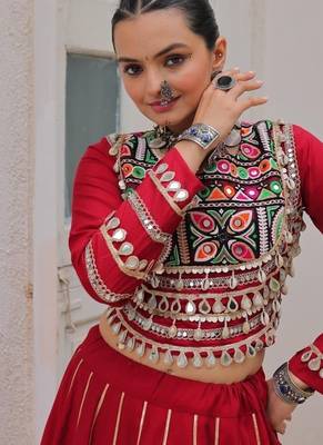 Maroon Roman Chaniya Choli - Free Size  6