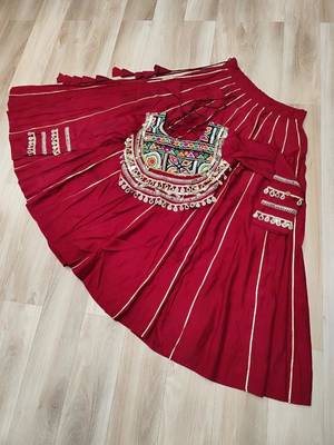 Maroon Roman Chaniya Choli - Free Size  7