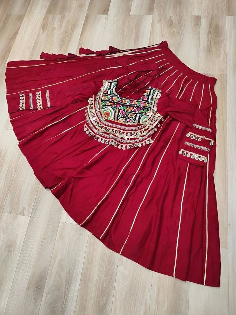 Maroon Roman Chaniya Choli - Free Size 
