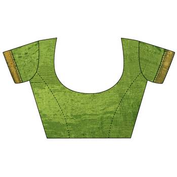 Women's light green soft silk leheriya saree with unstitched blouse 5