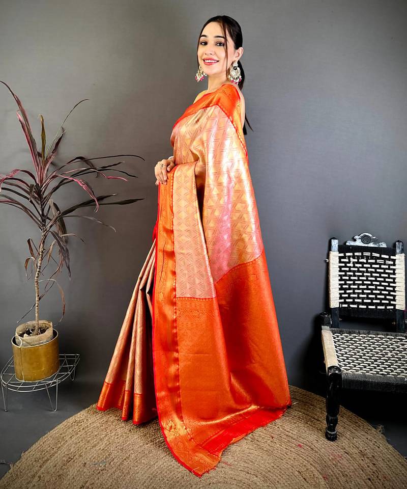 Women's pink soft silk leheriya saree with unstitched blouse