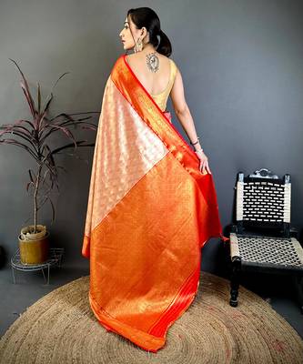 Women's pink soft silk leheriya saree with unstitched blouse 3