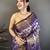 Women's purple soft silk leheriya saree with unstitched blouse
