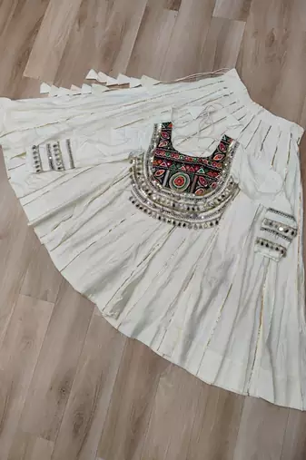 Off White Roman Chaniya Choli - Free Size 