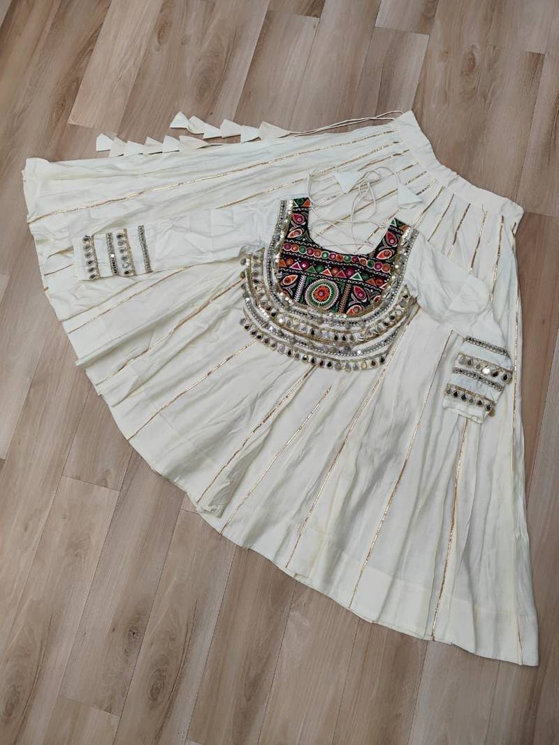 Off White Roman Chaniya Choli - Free Size 