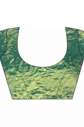 women's sea green soft silk blend saree with unstitched blouse